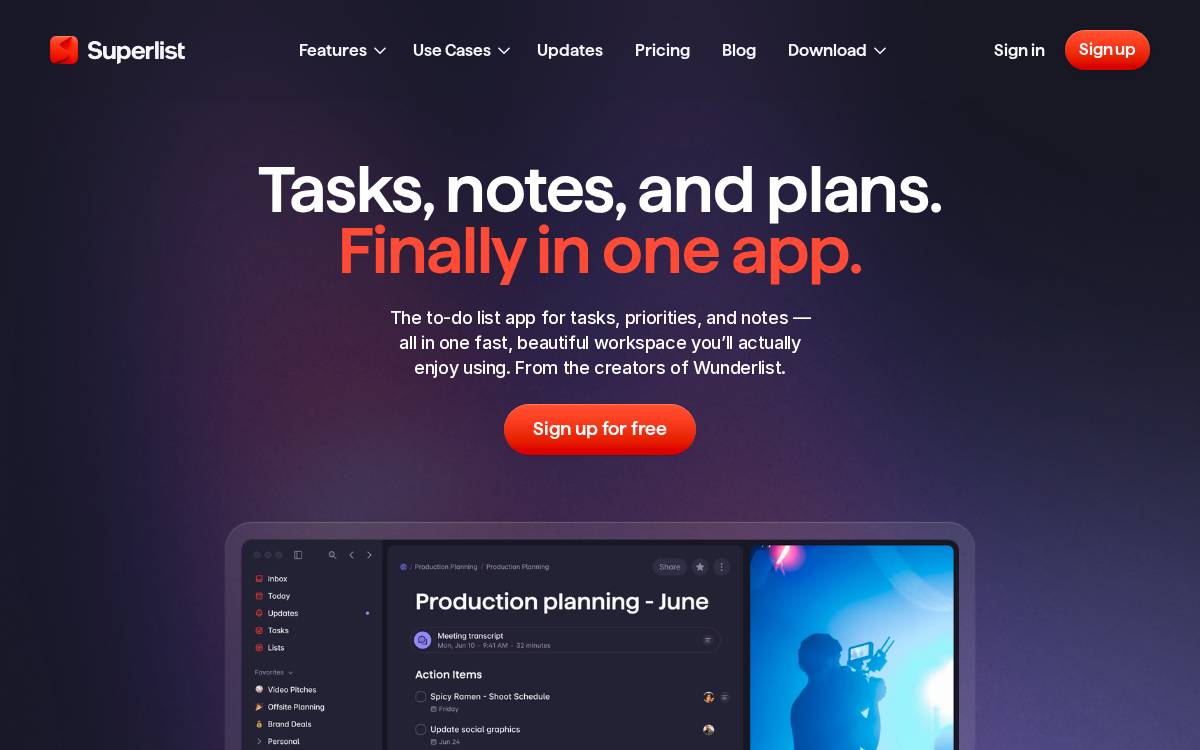 Superlist website preview