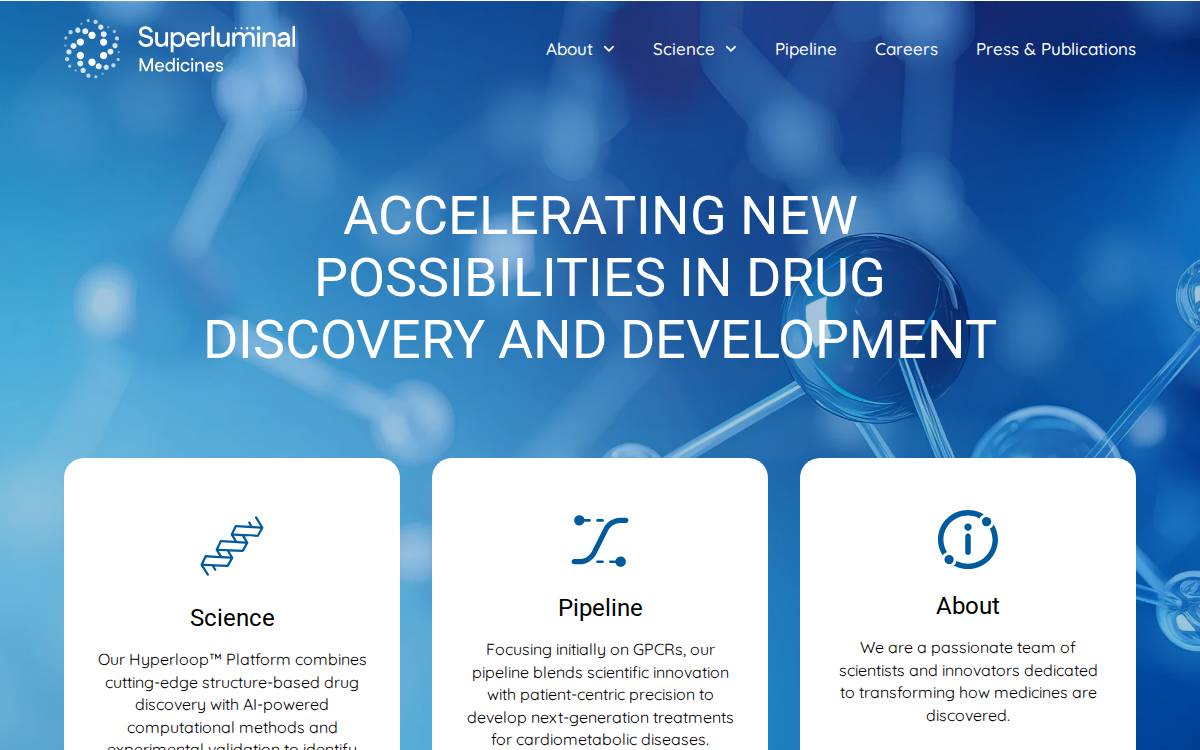 Superluminal Medicines website preview