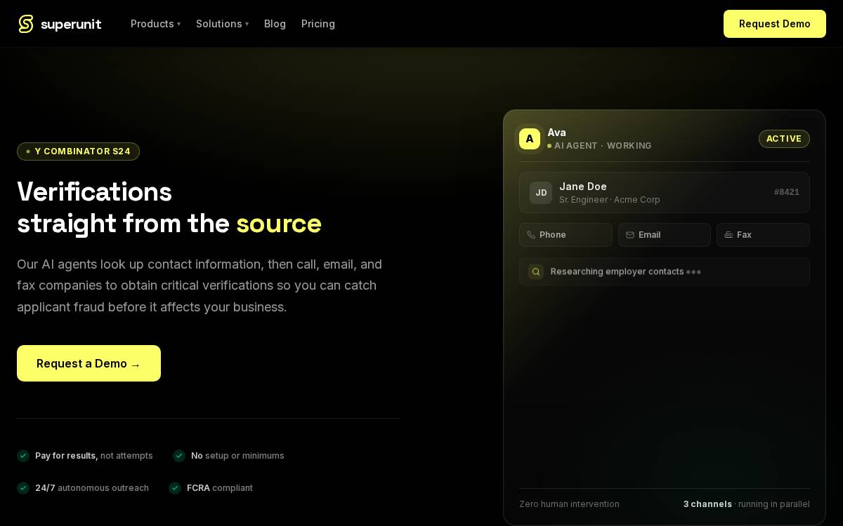 Superunit website preview