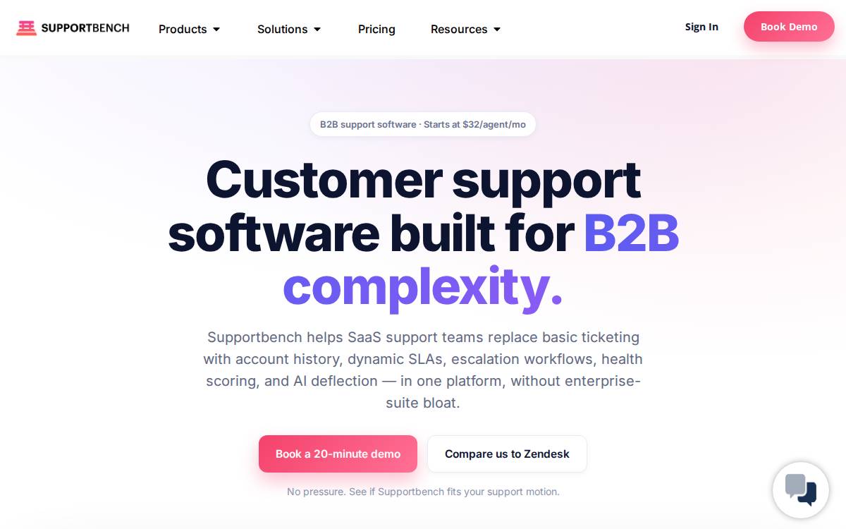 Supportbench website preview