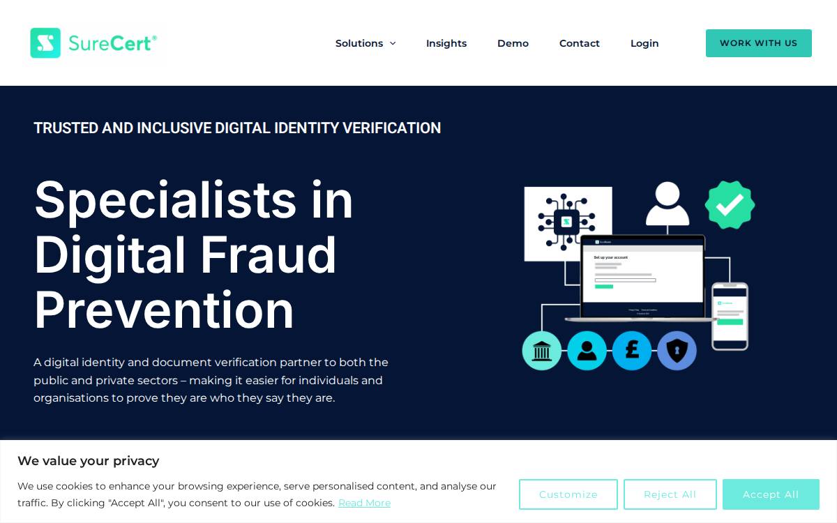 SureCert website preview