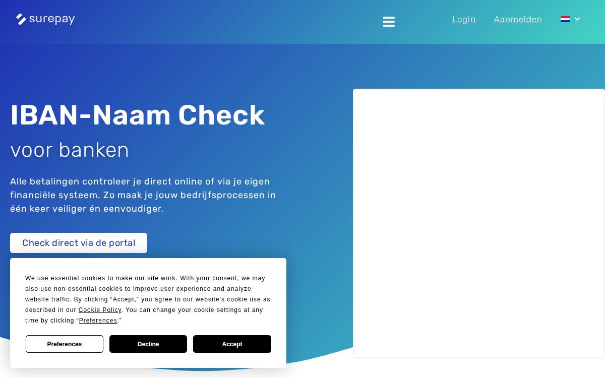 Surepay website preview