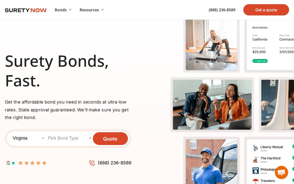 SuretyNow website preview