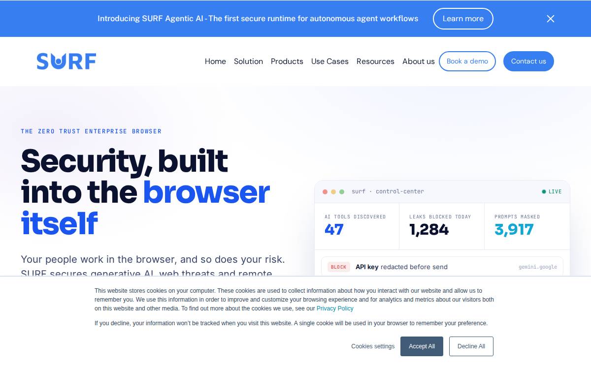 Surf website preview