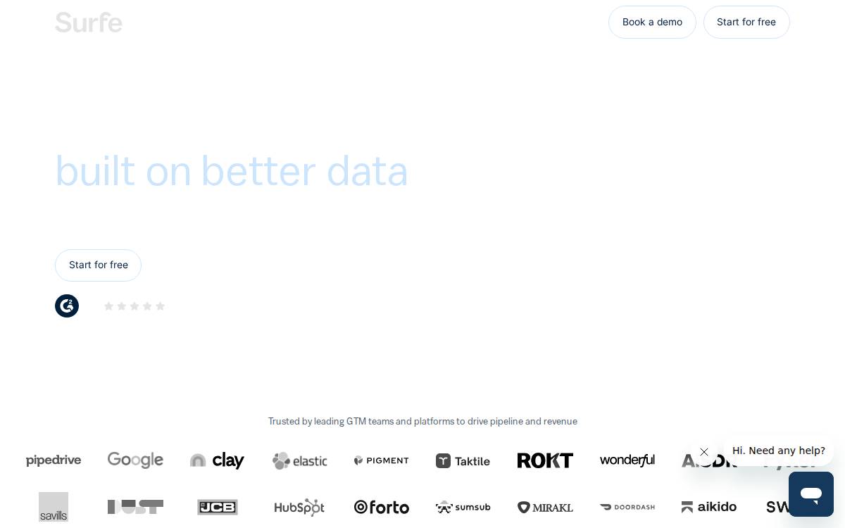 Surfe website preview