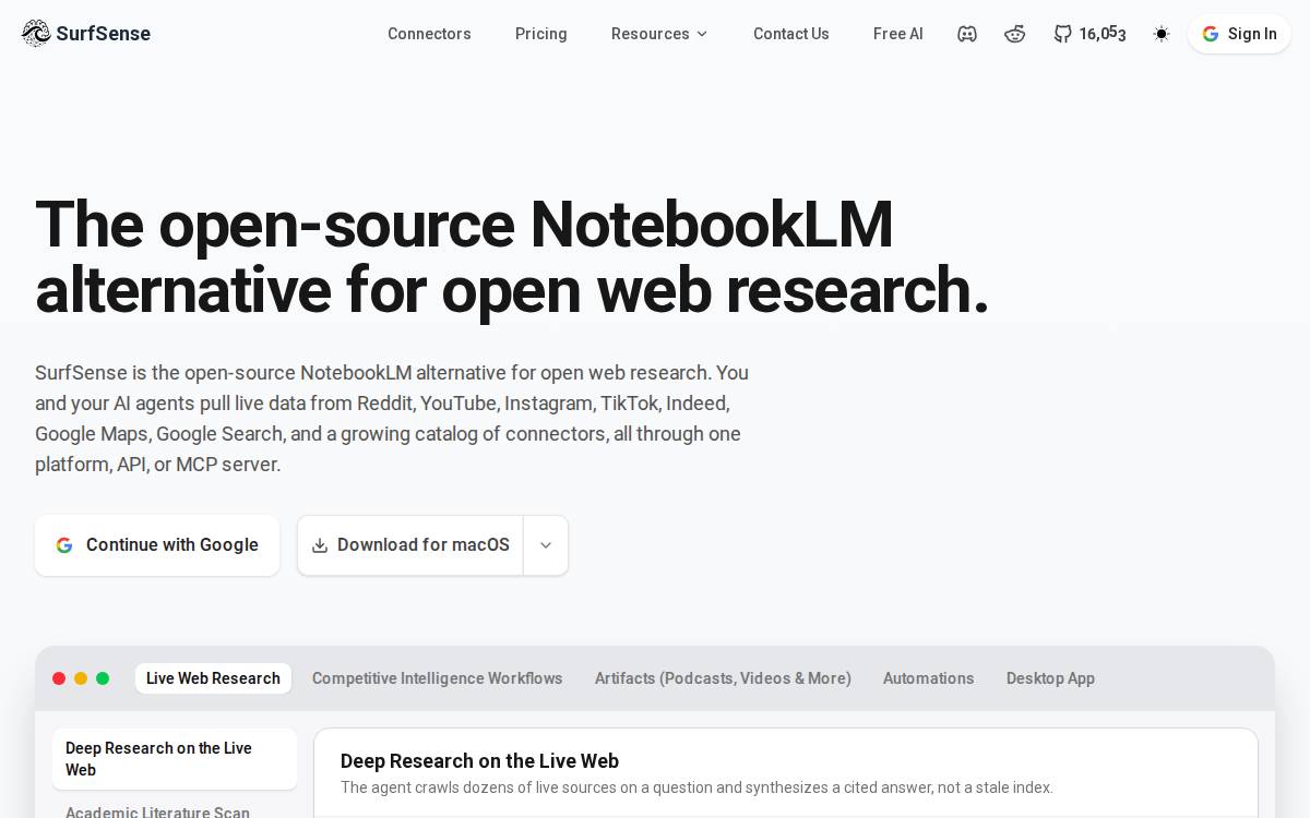 Surfsense website preview