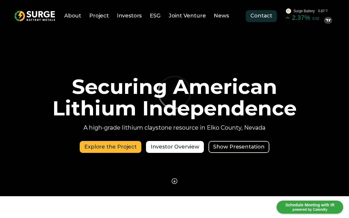 Surge Battery Metals website preview