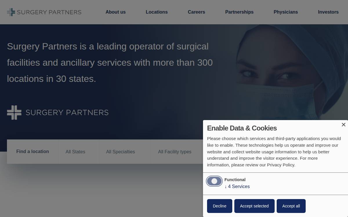 Surgery Partners website preview