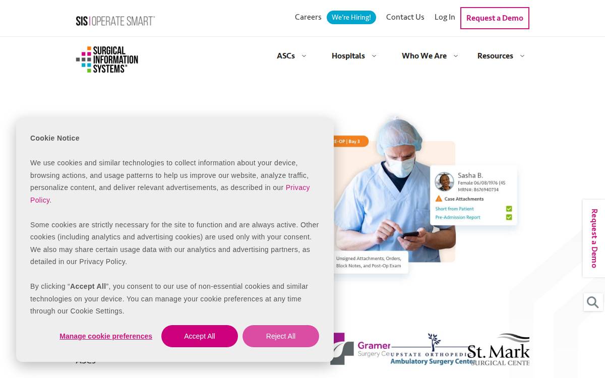 Surgical Information Systems website preview