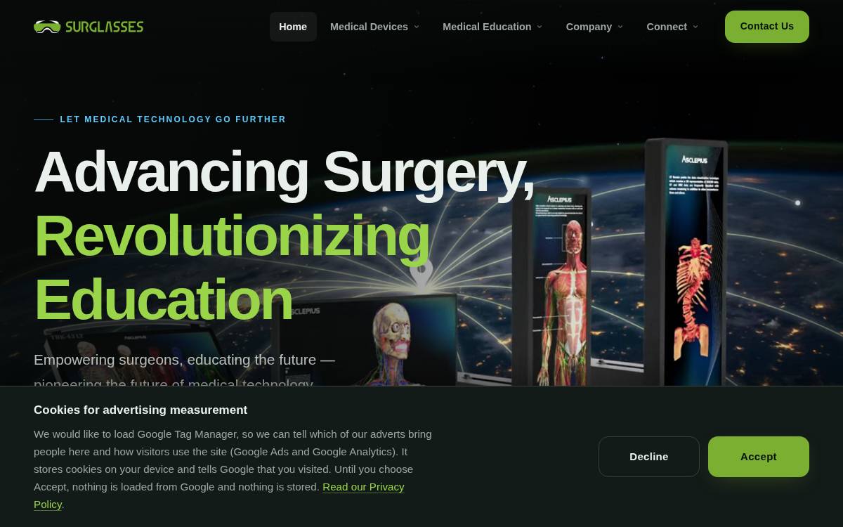 Surglasses website preview