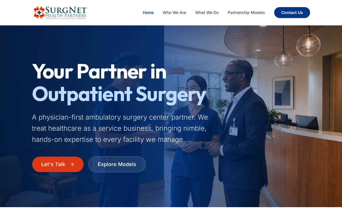 SurgNet Health Partners website preview