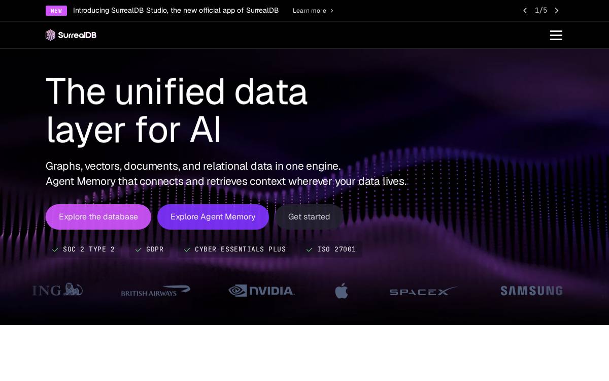 SurrealDB website preview