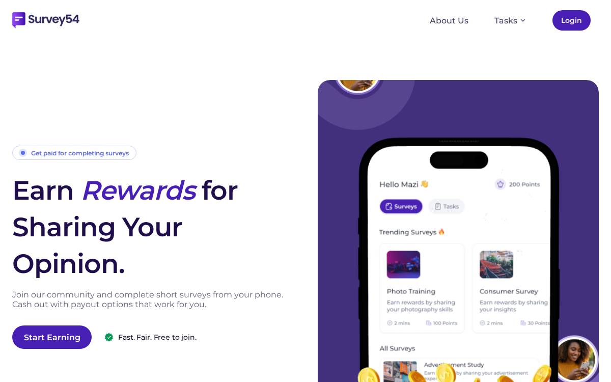 Survey54 website preview