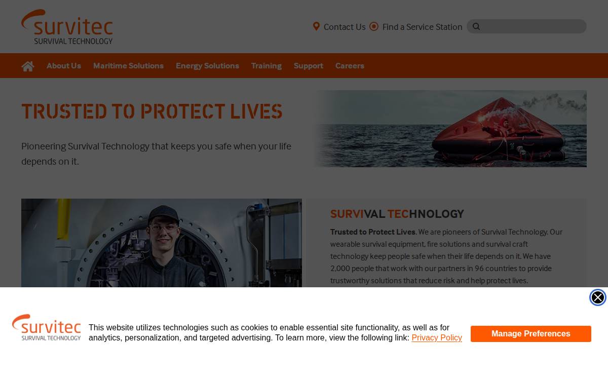 Survitec website preview