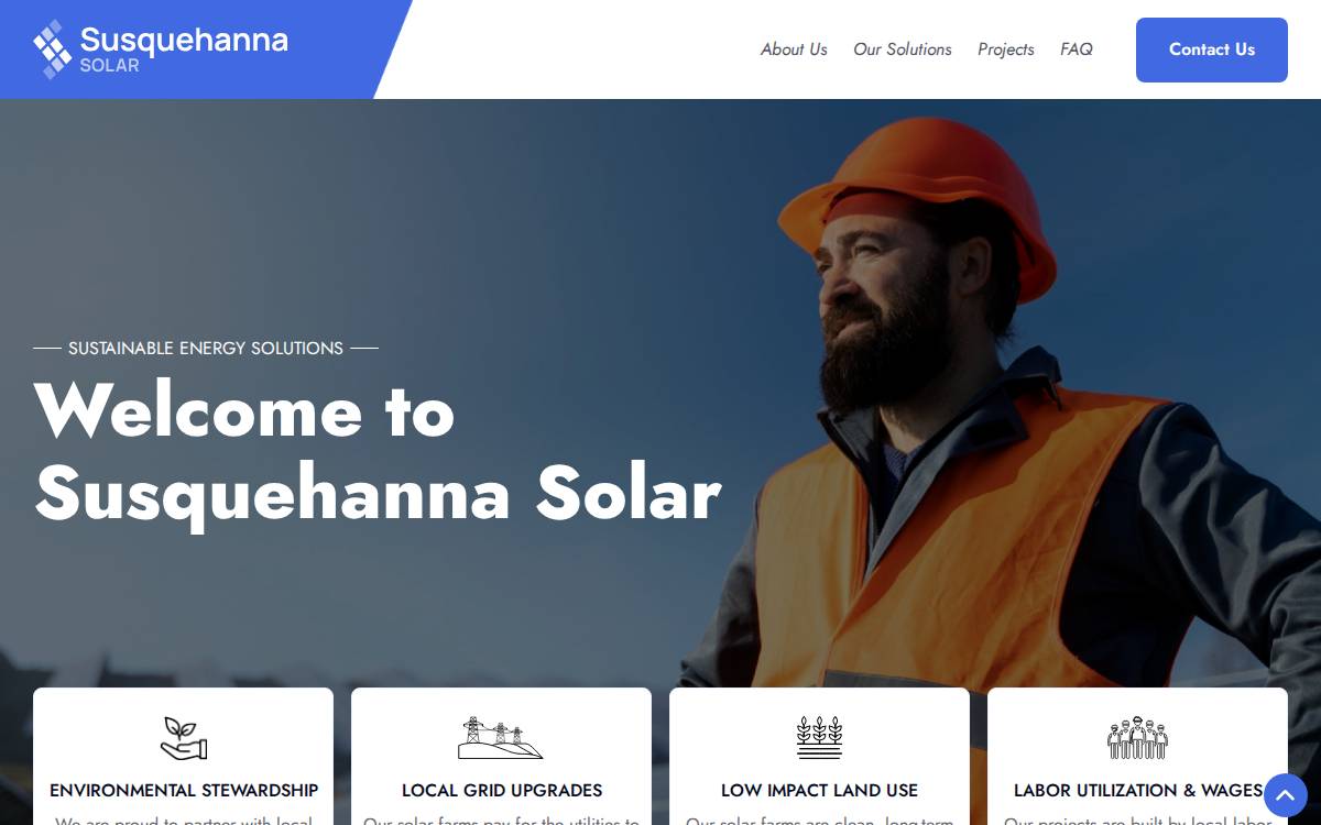 Susquehanna Solar website preview