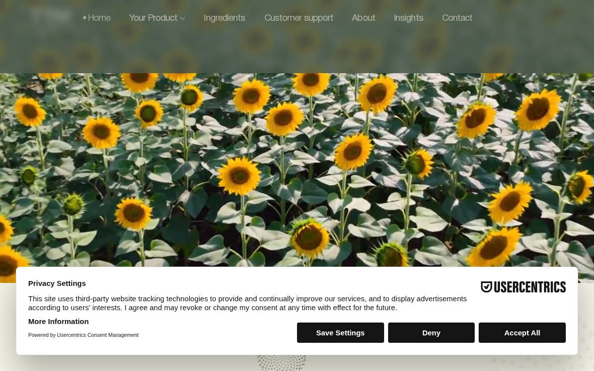 Sustainable ingredients website preview