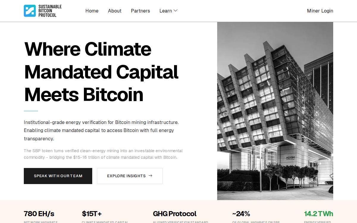 Sustainablebtc website preview