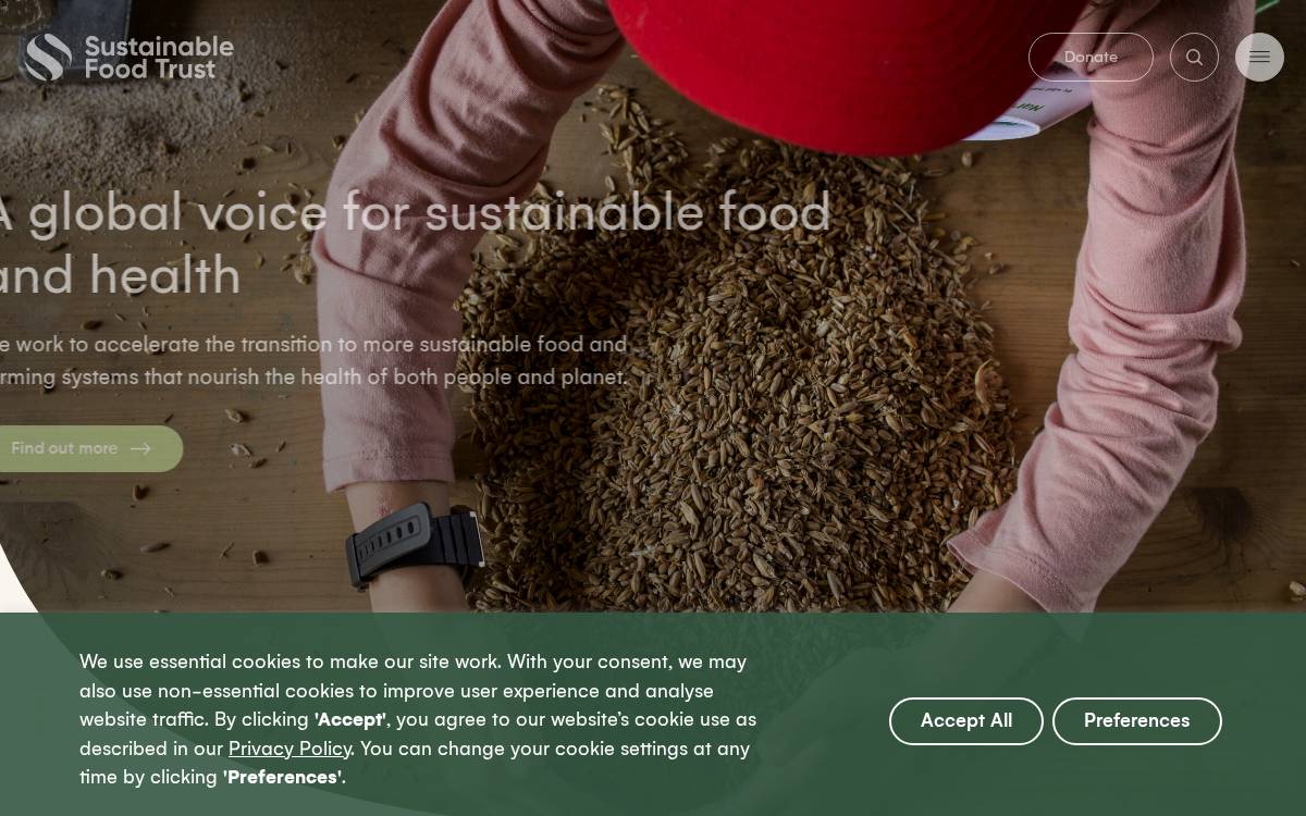 Sustainablefoodtrust website preview