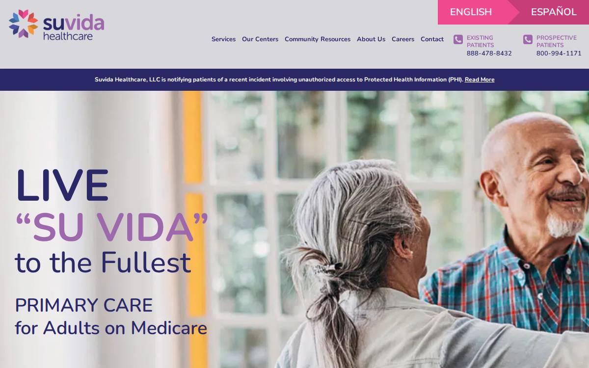 Suvida Healthcare website preview