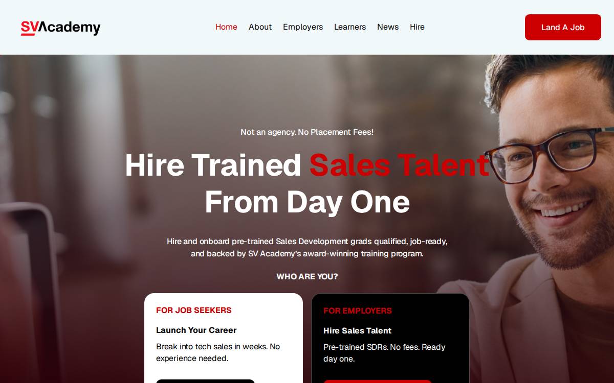 SV Academy website preview