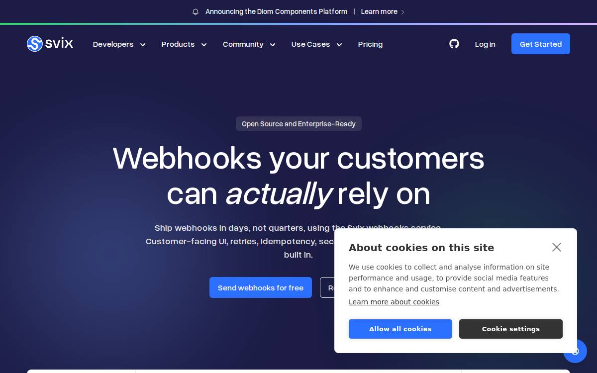 Svix website preview