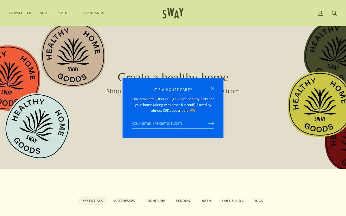 Sway Home website preview
