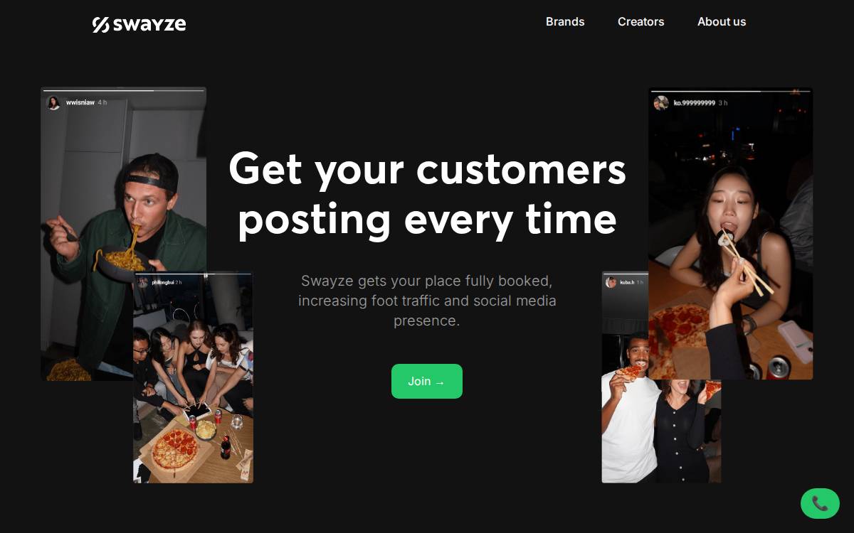 Swayzeapp website preview