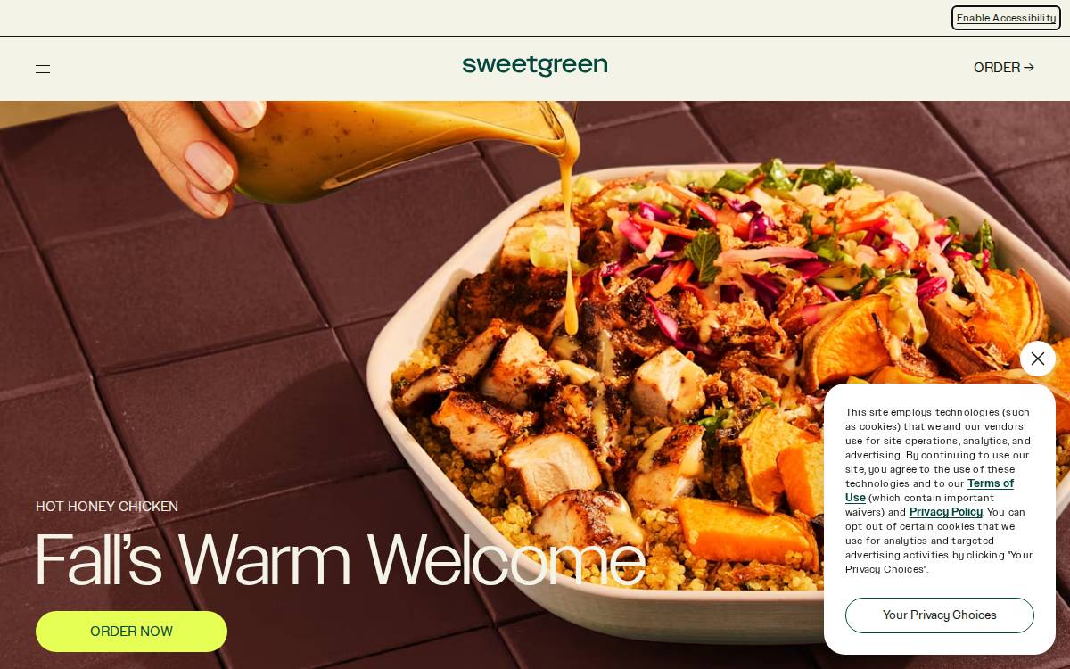 Sweetgreen website preview