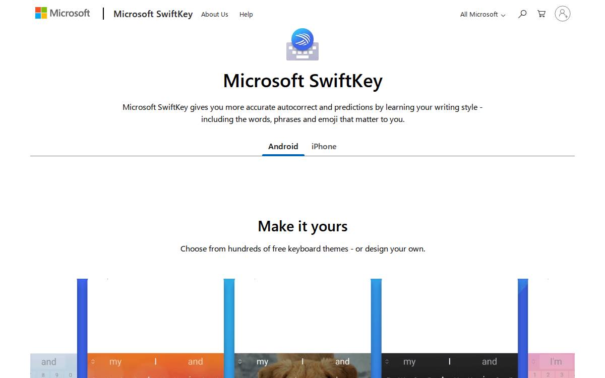 Swiftkey website preview