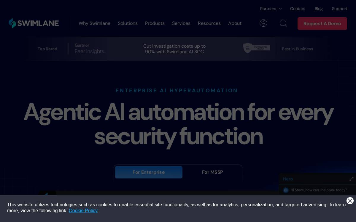 Swimlane Cloud Security website preview