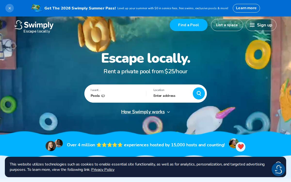 Swimply website preview