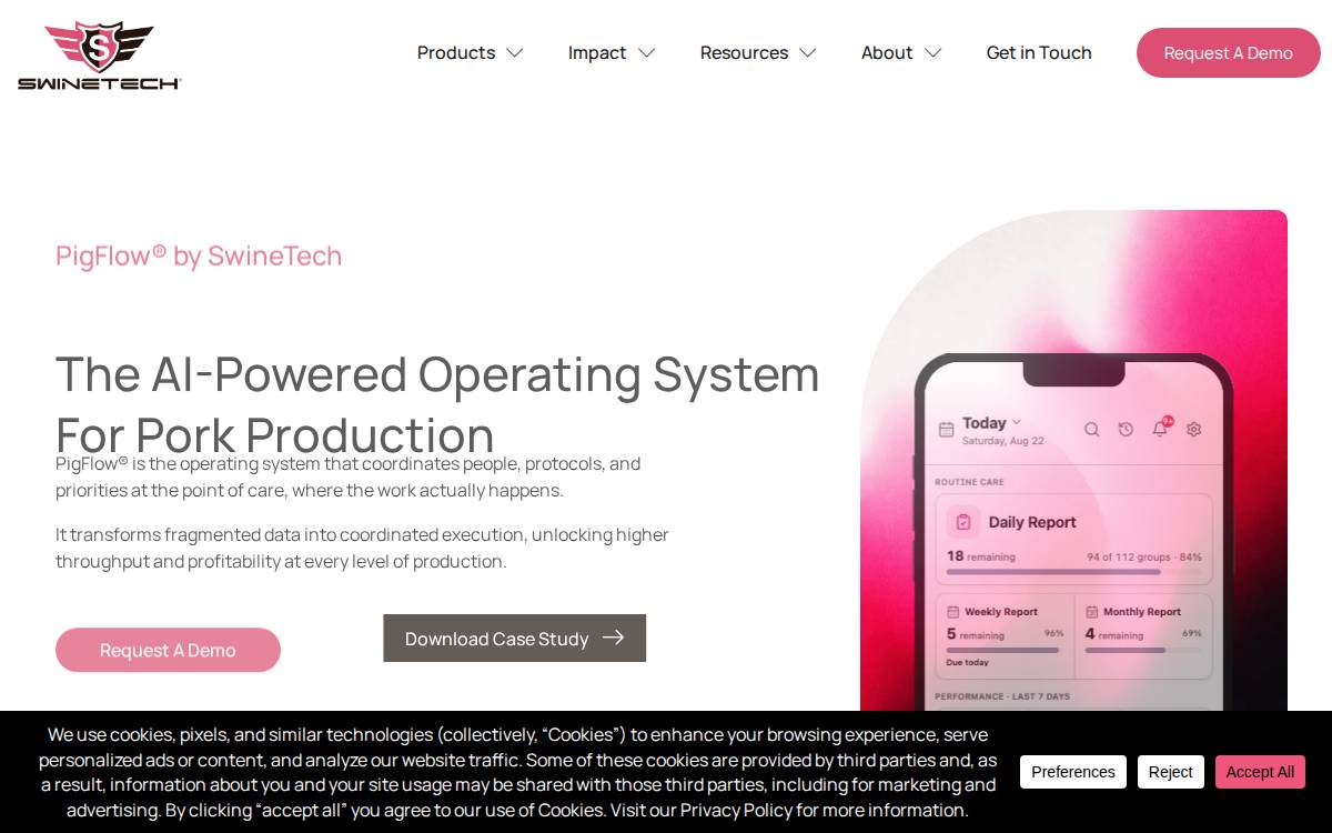 Swinetech website preview