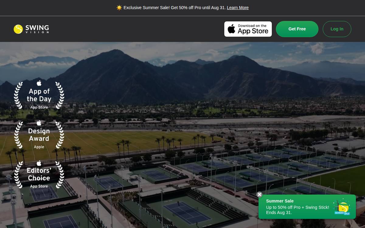 SwingVision website preview