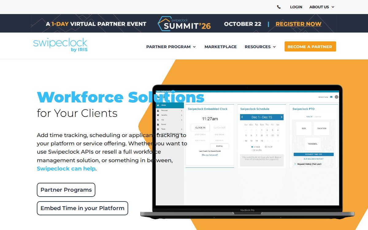 Swipeclock website preview
