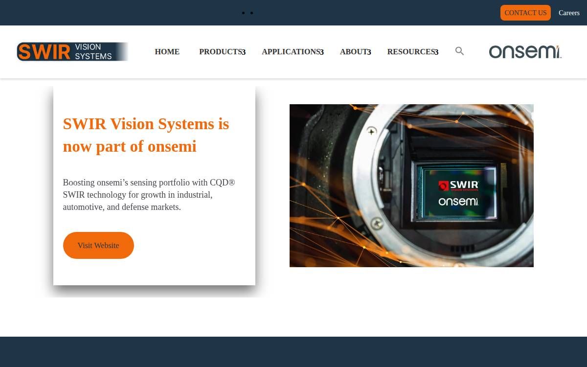 SWIR Vision Systems website preview