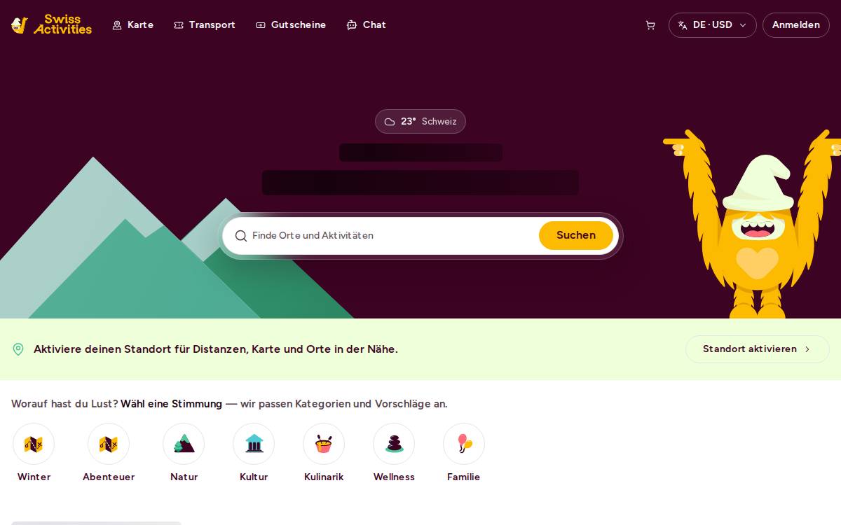 Swissactivities website preview