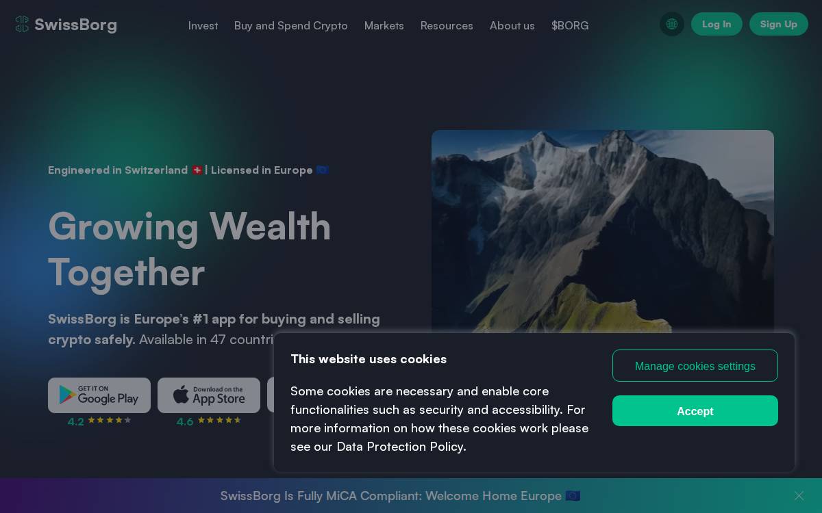 SwissBorg website preview