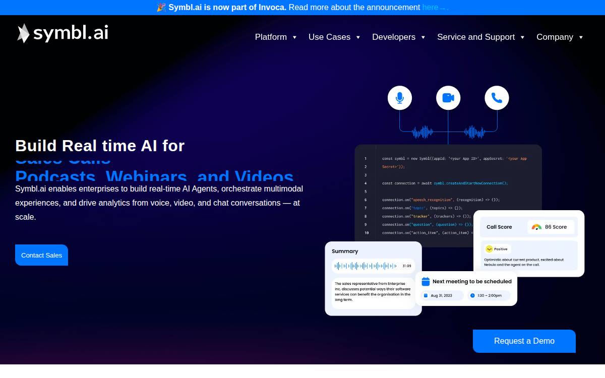 Symbl website preview