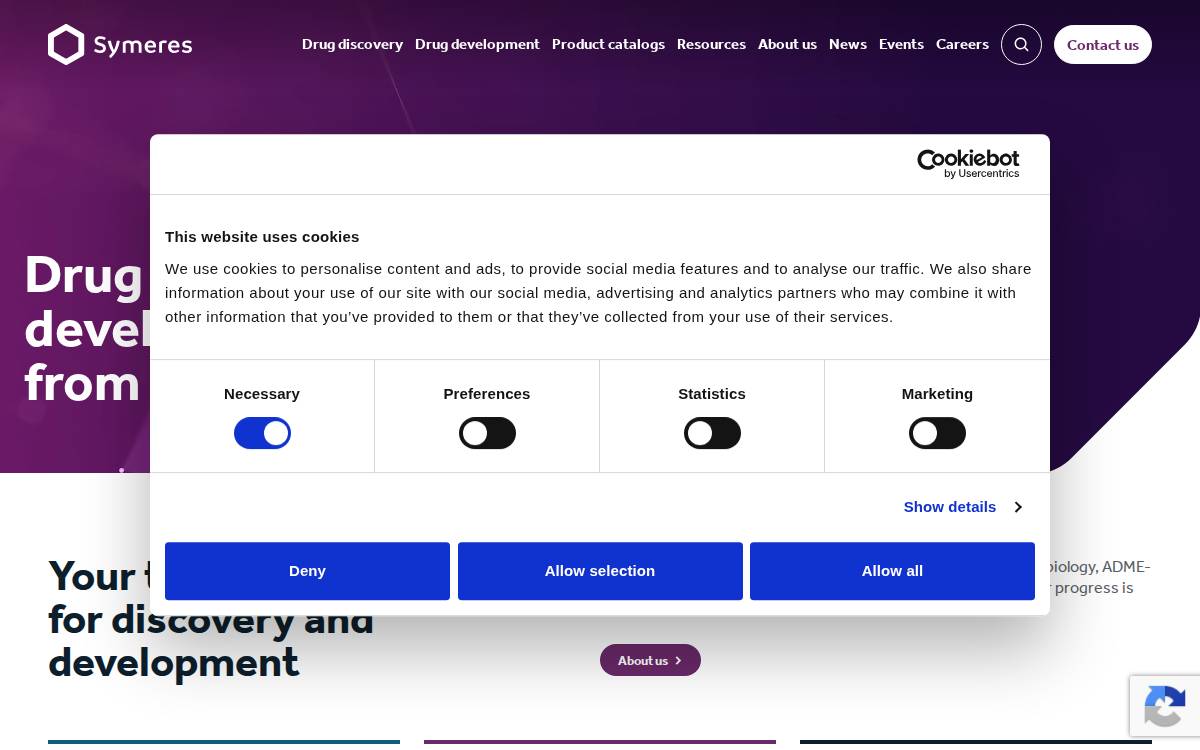 Symeres website preview