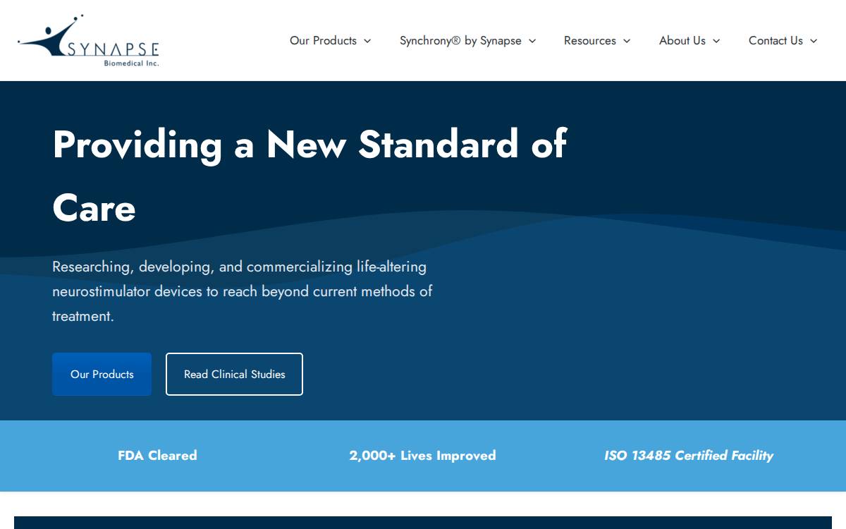 Synapse Biomedical Inc. website preview