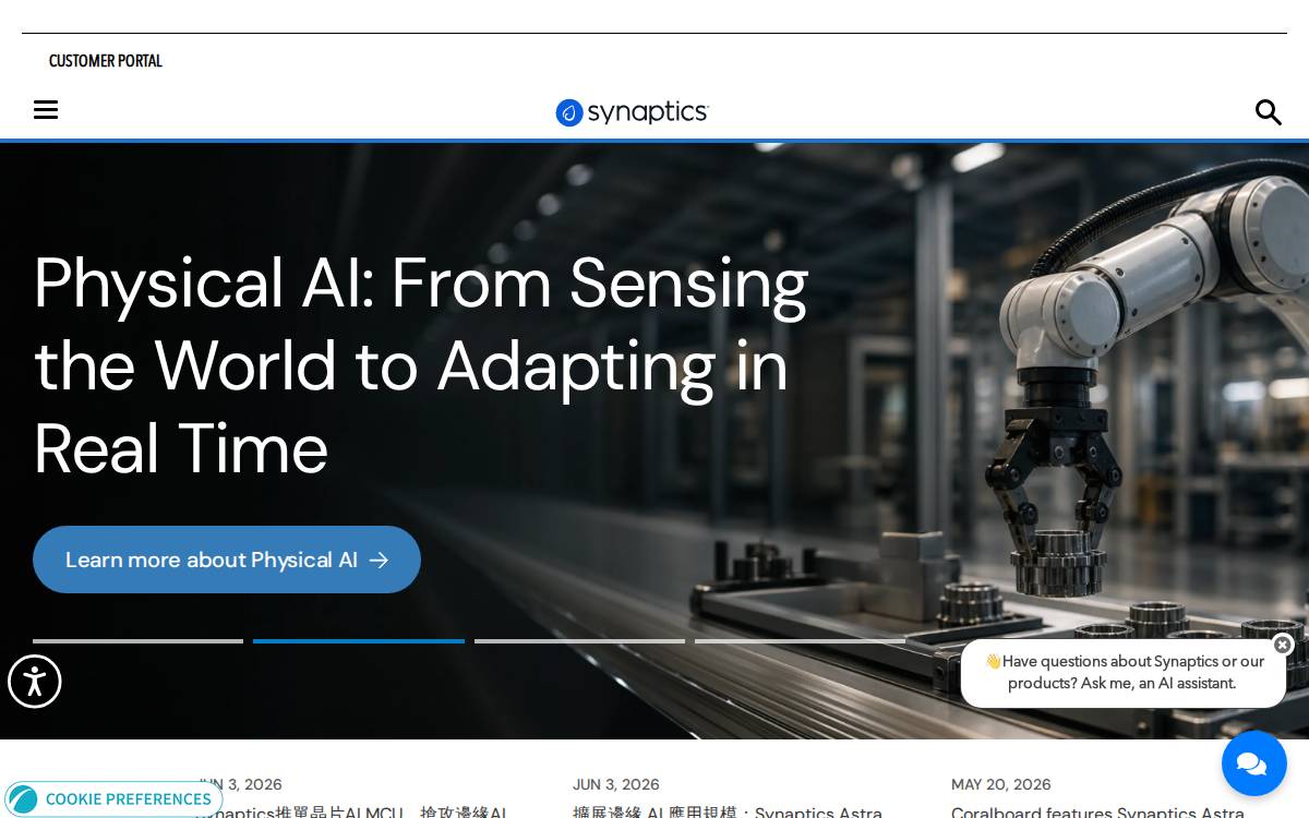 Synaptics website preview