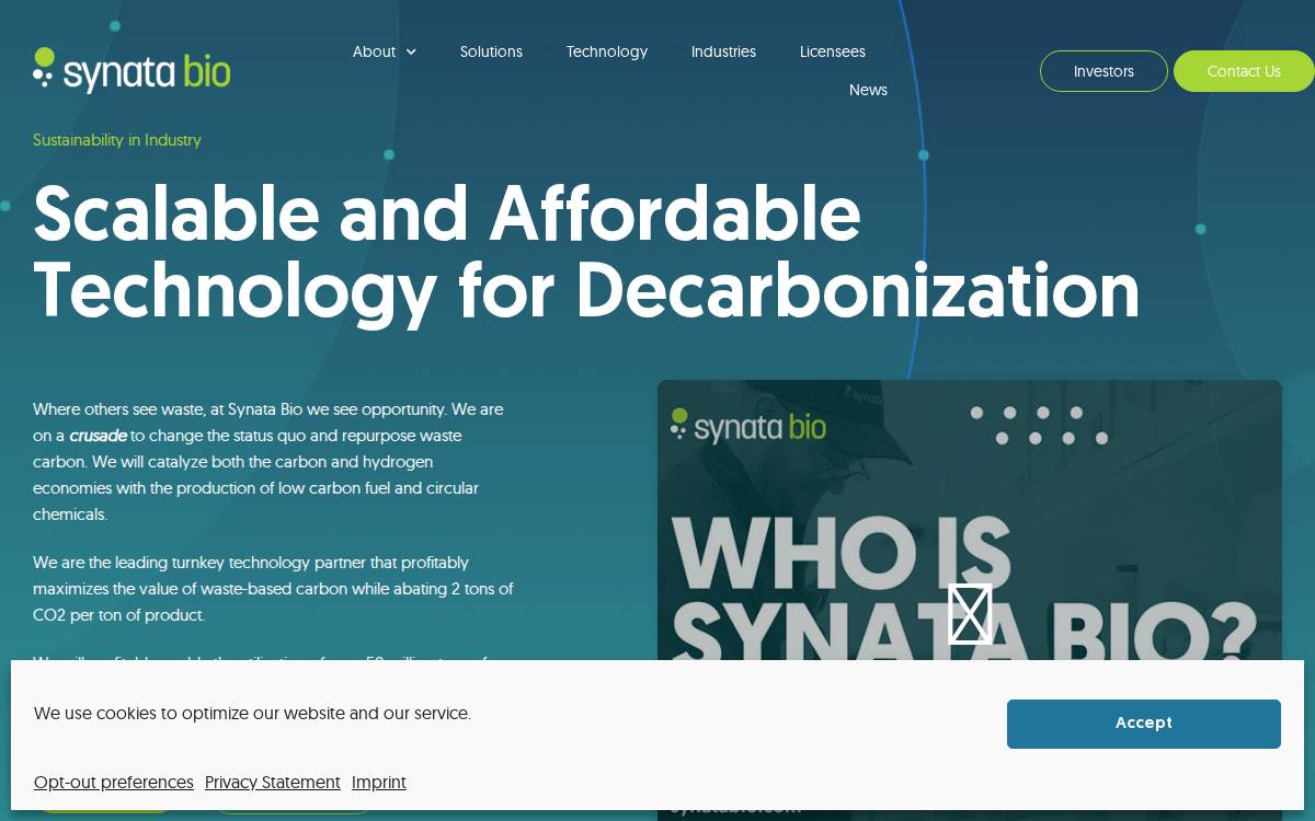 Synata Bio website preview