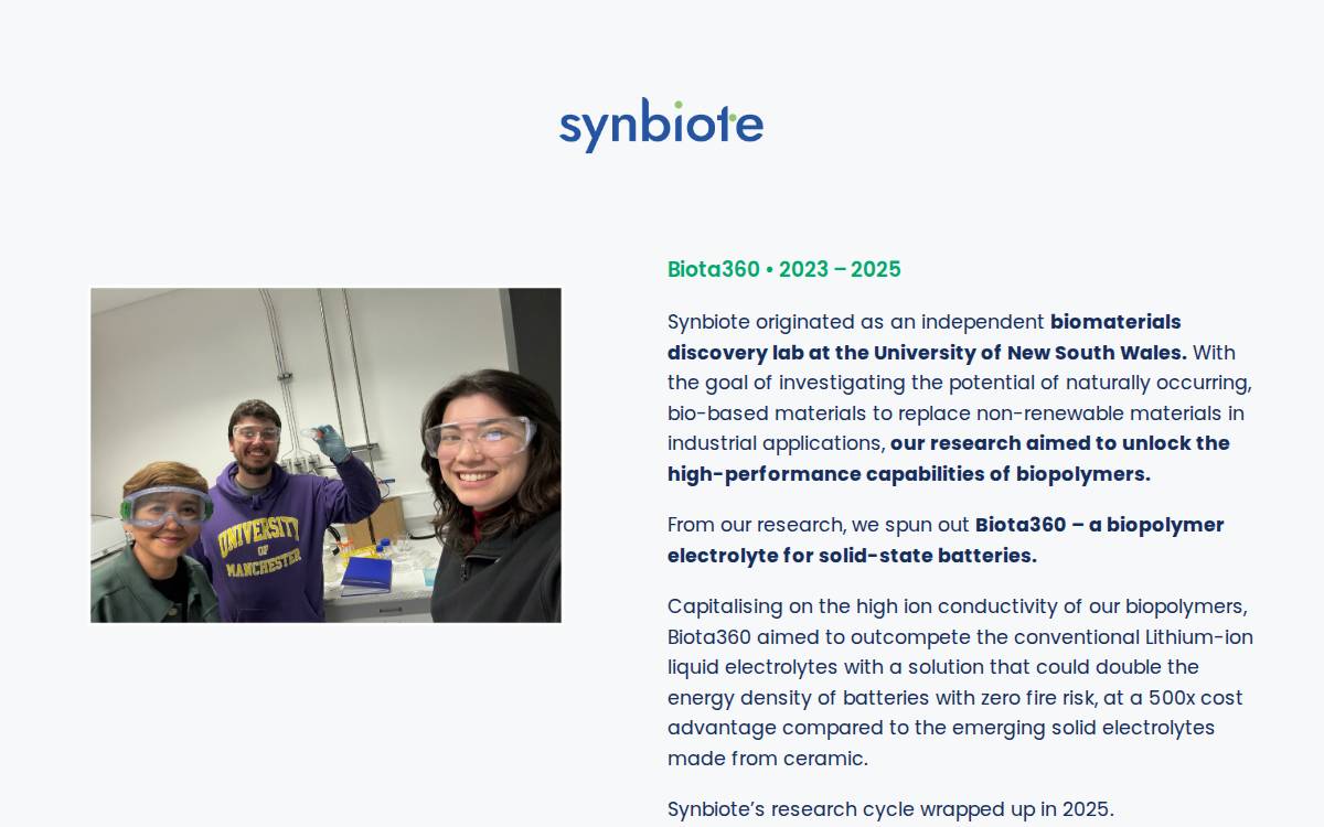 Synbiote website preview