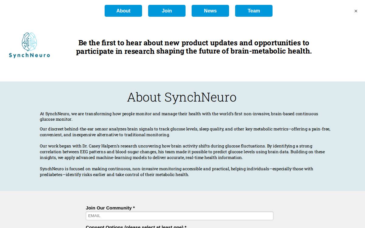 SynchNeuro website preview