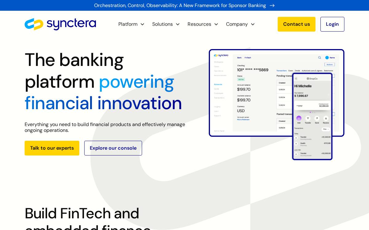 Synctera website preview