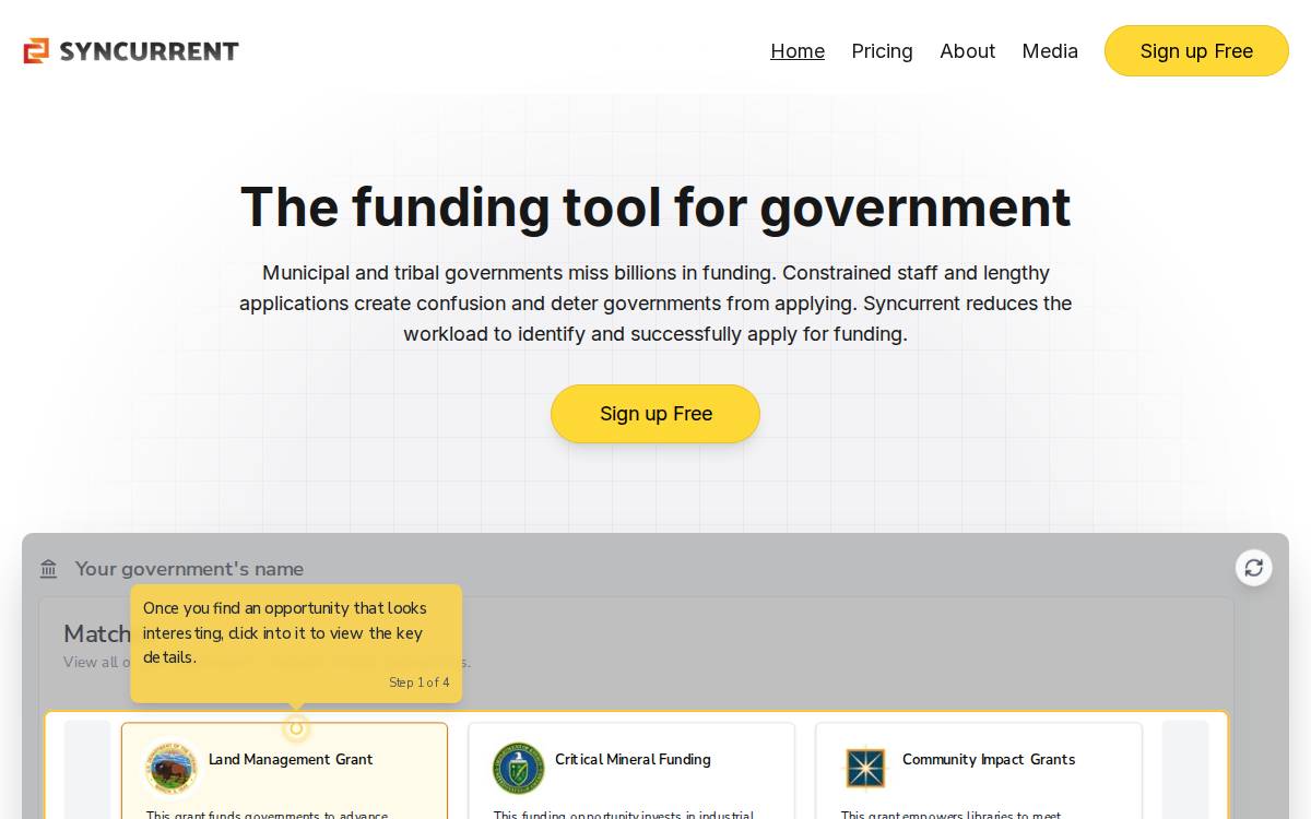 Syncurrent website preview