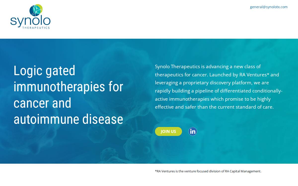 Synolo Therapeutics website preview
