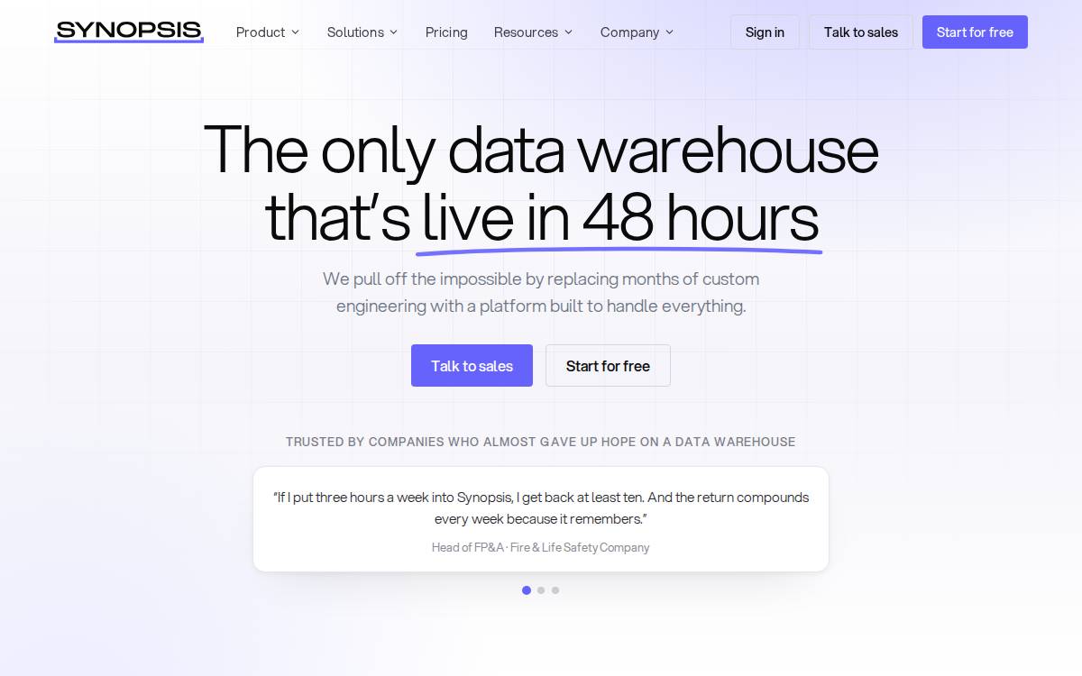 Synopsis website preview