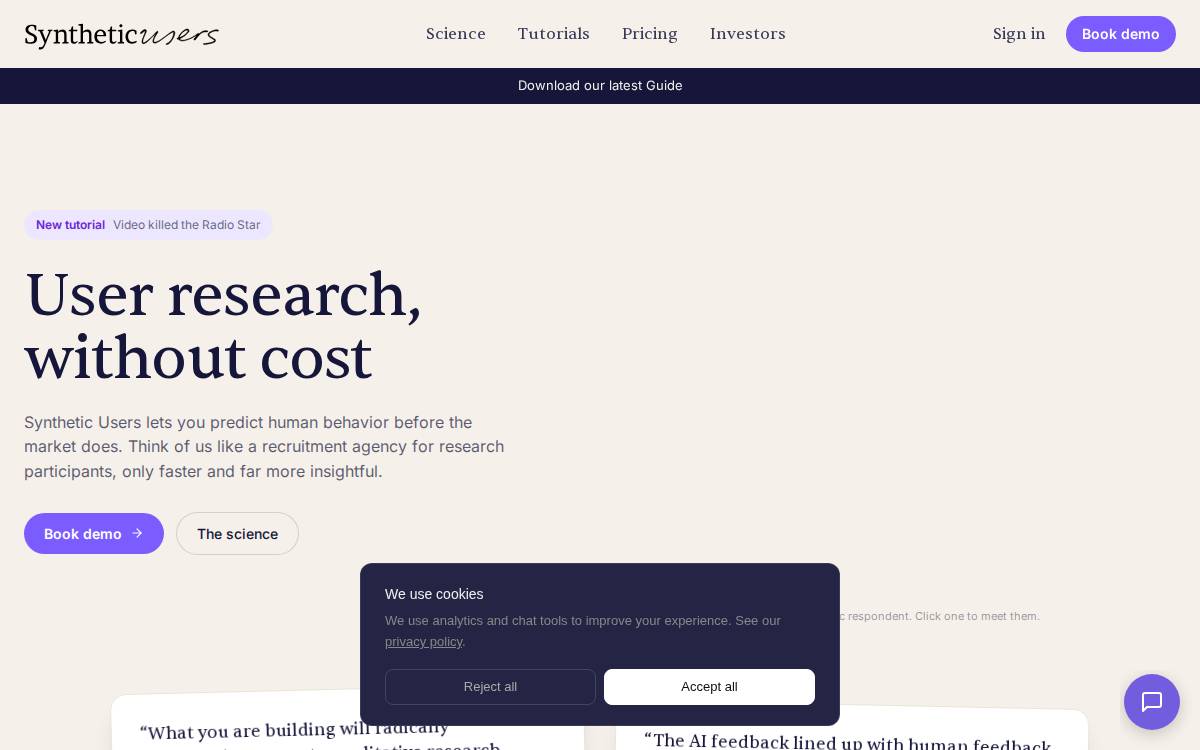 Synthetic Users website preview