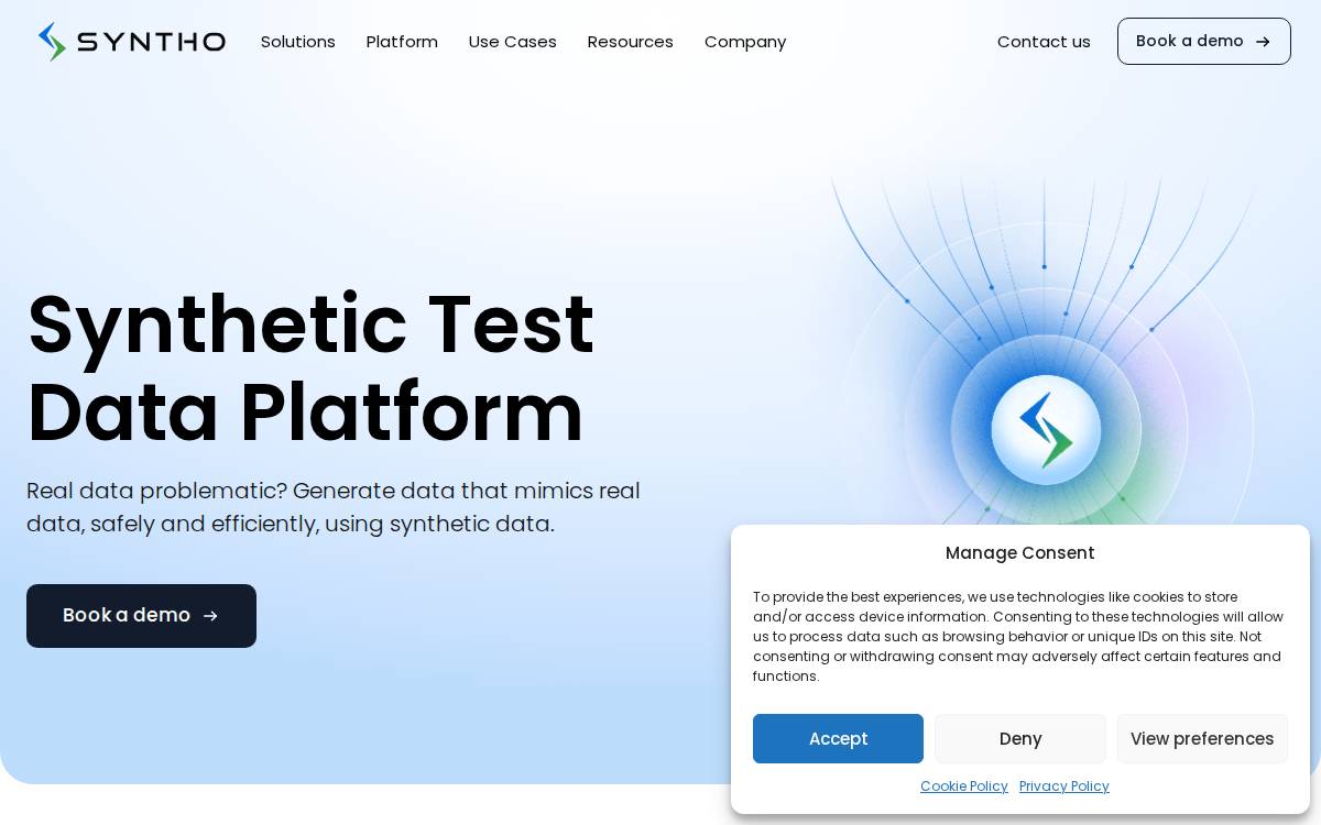 Syntho website preview
